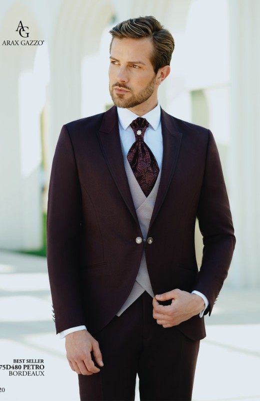 Traje de caballero 975D480 Burdeos